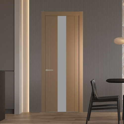 Межкомнатная дверь ProfilDoors 1.9P Перламутр золото Монохром серый молдинг Никель матовый
