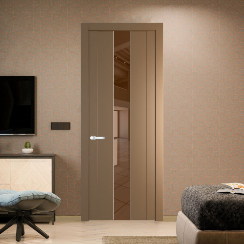Межкомнатная дверь ProfilDoors 1.9P.O Перламутр золото Зеркало Bronza молдинг Серебро