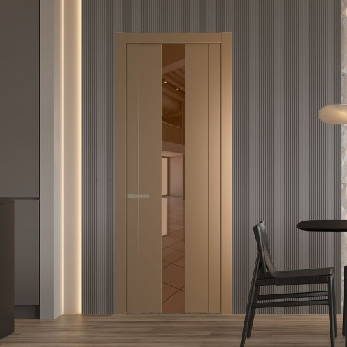 Межкомнатная дверь ProfilDoors 1.9P Перламутр золото Зеркало Bronza молдинг Шампань