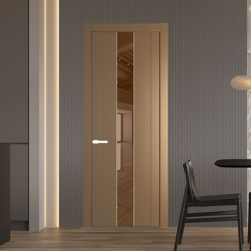 Межкомнатная дверь ProfilDoors 1.9P.O Перламутр золото Зеркало Bronza молдинг Вайт