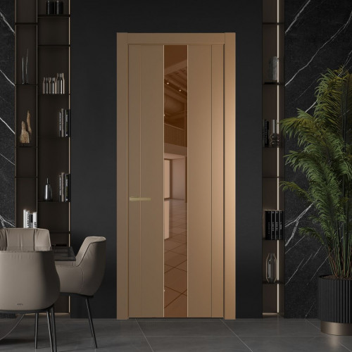 Межкомнатная дверь ProfilDoors 1.9P Перламутр золото Зеркало Bronza молдинг Золото