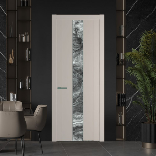 Межкомнатная дверь ProfilDoors 1.9P Сэнд Атриум серебро молдинг Зеленый воск