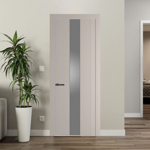 Межкомнатная дверь ProfilDoors 1.9P.O Сэнд Lacobel Серебряный лак молдинг Серая ночь
