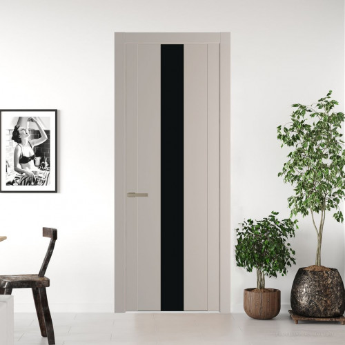 Межкомнатная дверь ProfilDoors 1.9P Сэнд Монохром черный молдинг Никель матовый