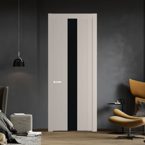Межкомнатная дверь ProfilDoors 1.9P Сэнд Монохром черный молдинг Серебро