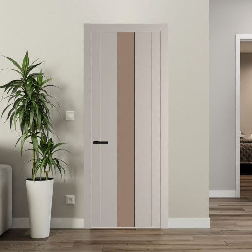 Межкомнатная дверь ProfilDoors 1.9P.O Сэнд Монохром капучино молдинг Черный матовый