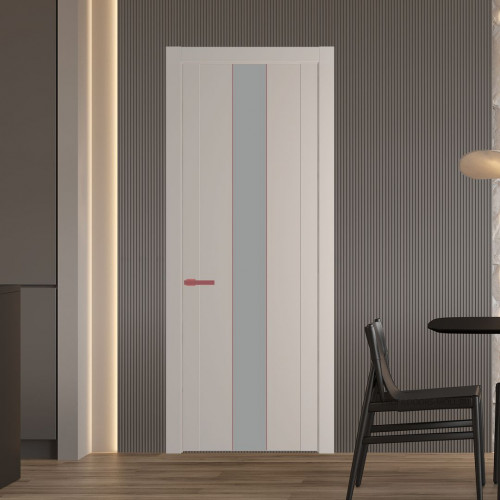 Межкомнатная дверь ProfilDoors 1.9P Сэнд Монохром серый молдинг Красный антрацит