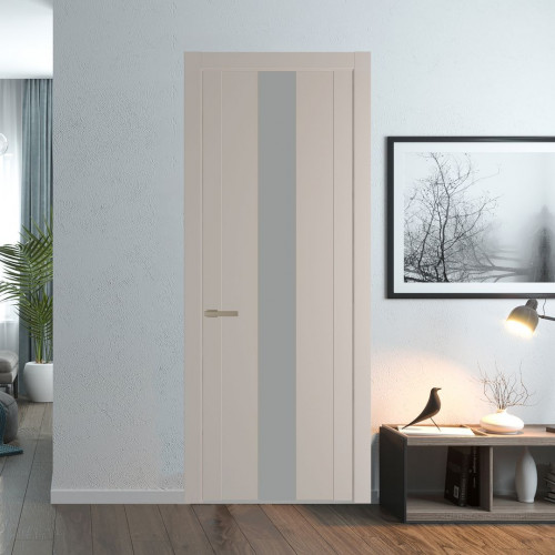 Межкомнатная дверь ProfilDoors 1.9P Сэнд Монохром серый молдинг Никель матовый