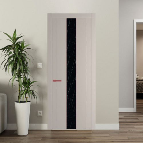 Межкомнатная дверь ProfilDoors 1.9P Сэнд Неро мрамор молдинг Красный антрацит