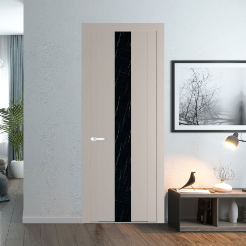 Межкомнатная дверь ProfilDoors 1.9P.O Сэнд Неро мрамор молдинг Серебро