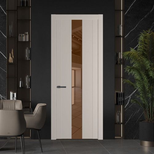 Межкомнатная дверь ProfilDoors 1.9P Сэнд Зеркало Bronza молдинг Серая ночь
