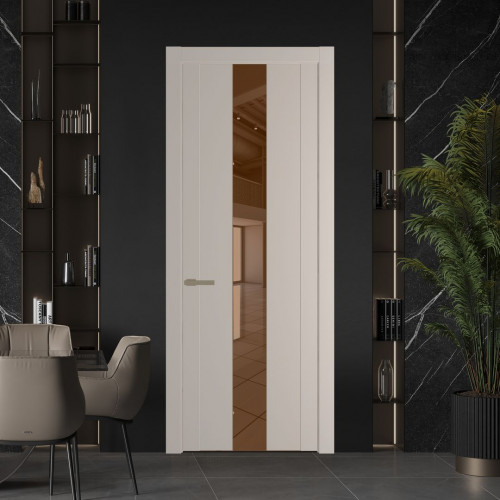 Межкомнатная дверь ProfilDoors 1.9P Сэнд Зеркало Bronza молдинг Шампань
