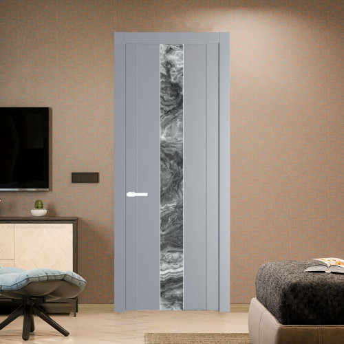 Межкомнатная дверь ProfilDoors 1.9P Смоки Атриум серебро молдинг Вайт