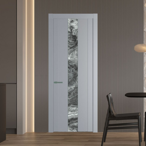 Межкомнатная дверь ProfilDoors 1.9P Смоки Атриум серебро молдинг Зеленый воск