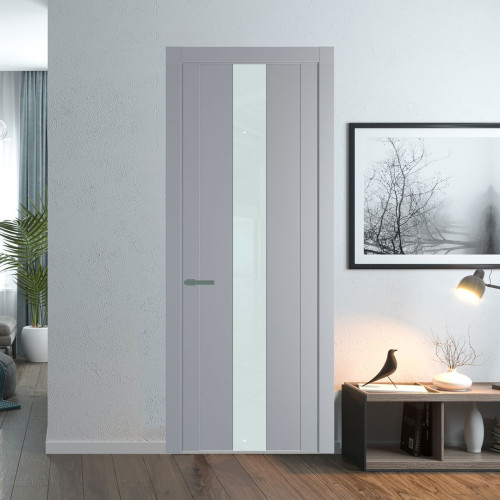 Межкомнатная дверь ProfilDoors 1.9P Смоки Lacobel Белый лак молдинг Зеленый воск