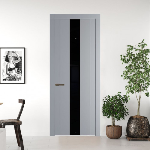 Межкомнатная дверь ProfilDoors 1.9P Смоки Lacobel Черный лак молдинг Деорэ