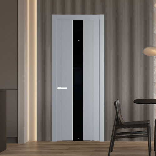 Межкомнатная дверь ProfilDoors 1.9P.O Смоки Lacobel Черный лак молдинг Вайт