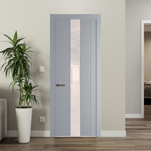 Межкомнатная дверь ProfilDoors 1.9P Смоки Lacobel Перламутровый лак молдинг Деорэ
