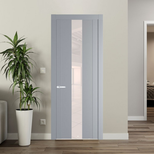 Межкомнатная дверь ProfilDoors 1.9P.O Смоки Lacobel Перламутровый лак молдинг Серебро