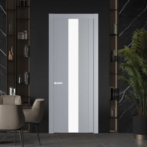 Межкомнатная дверь ProfilDoors 1.9P Смоки Монохром белый просветленный молдинг Серебро