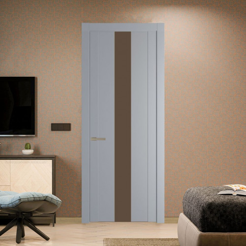 Межкомнатная дверь ProfilDoors 1.9P Смоки Монохром гляссе молдинг Никель матовый