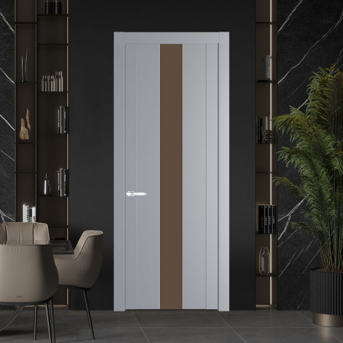 Межкомнатная дверь ProfilDoors 1.9P.O Смоки Монохром гляссе молдинг Серебро