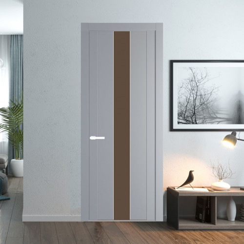 Межкомнатная дверь ProfilDoors 1.9P Смоки Монохром гляссе молдинг Вайт