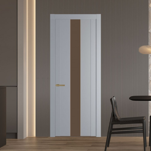 Межкомнатная дверь ProfilDoors 1.9P.O Смоки Монохром гляссе молдинг Золото