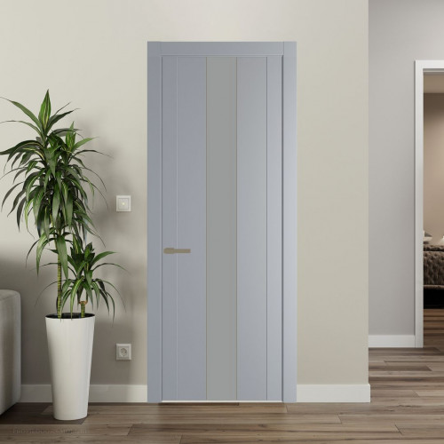 Межкомнатная дверь ProfilDoors 1.9P Смоки Монохром серый молдинг Шампань