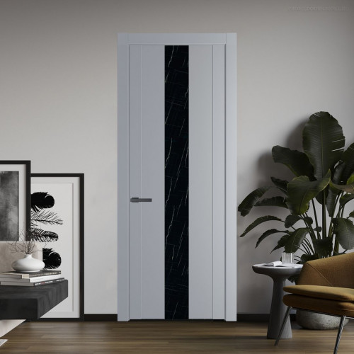 Межкомнатная дверь ProfilDoors 1.9P.O Смоки Неро мрамор молдинг Серая ночь