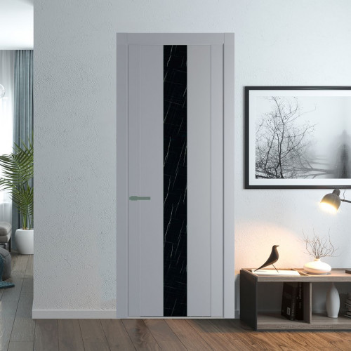 Межкомнатная дверь ProfilDoors 1.9P Смоки Неро мрамор молдинг Зеленый воск