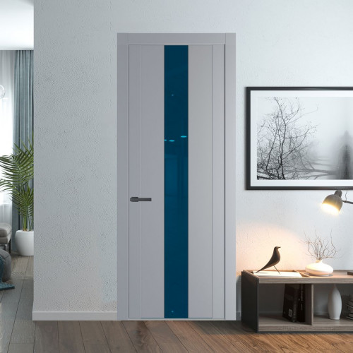 Межкомнатная дверь ProfilDoors 1.9P Смоки Зеркало Blue молдинг Серая ночь