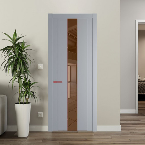 Межкомнатная дверь ProfilDoors 1.9P Смоки Зеркало Bronza молдинг Красный антрацит