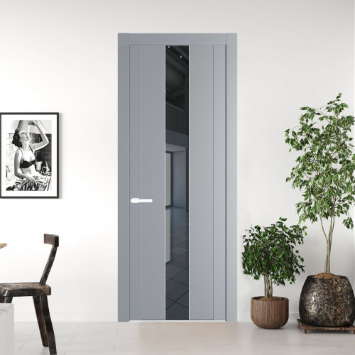 Межкомнатная дверь ProfilDoors 1.9P Смоки Зеркало Grey молдинг Вайт