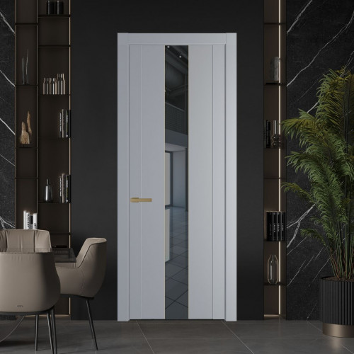 Межкомнатная дверь ProfilDoors 1.9P Смоки Зеркало Grey молдинг Золото