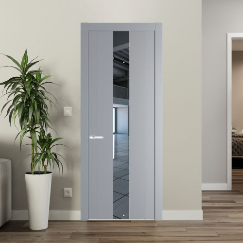 Межкомнатная дверь ProfilDoors 1.9P.O Смоки Зеркало молдинг Серебро