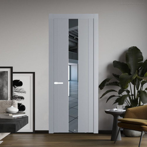 Межкомнатная дверь ProfilDoors 1.9P Смоки Зеркало молдинг Вайт