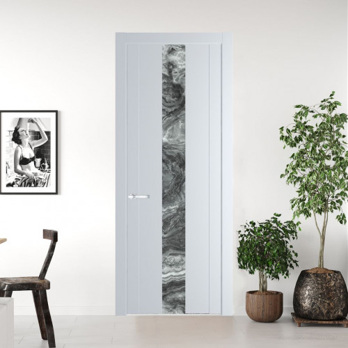 Межкомнатная дверь ProfilDoors 1.9P Вайт Атриум серебро молдинг Серебро