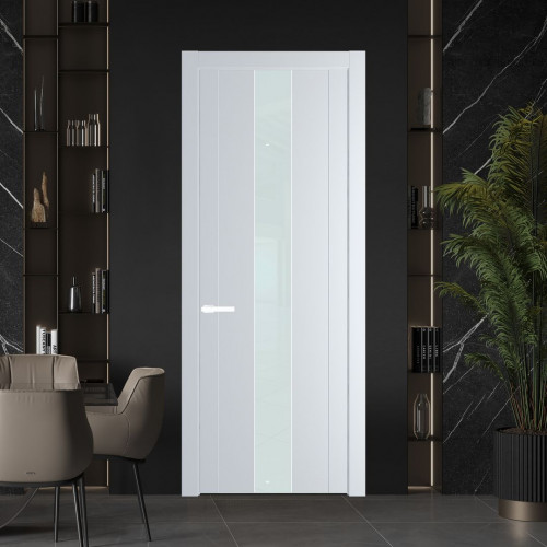Межкомнатная дверь ProfilDoors 1.9P.O Вайт Lacobel Белый лак молдинг Вайт