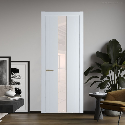 Межкомнатная дверь ProfilDoors 1.9P Вайт Lacobel Перламутровый лак молдинг Шампань