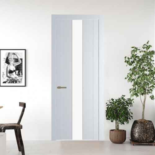 Межкомнатная дверь ProfilDoors 1.9P Вайт Монохром белый просветленный молдинг Шампань