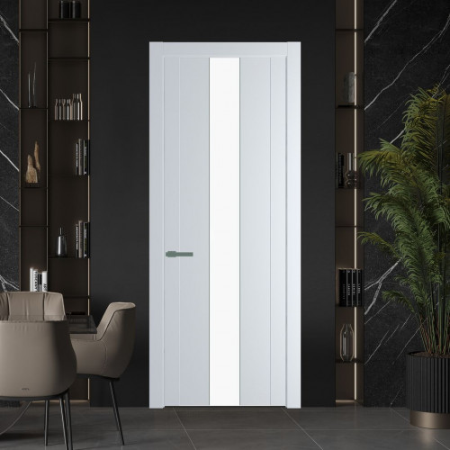 Межкомнатная дверь ProfilDoors 1.9P.O Вайт Монохром белый просветленный молдинг Зеленый воск