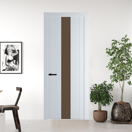 Межкомнатная дверь ProfilDoors 1.9P.O Вайт Монохром гляссе молдинг Черный матовый