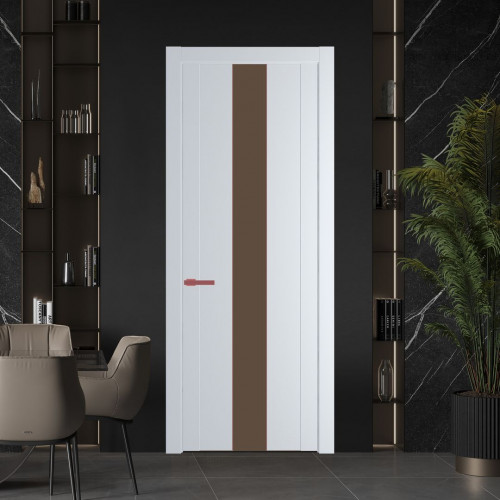 Межкомнатная дверь ProfilDoors 1.9P Вайт Монохром гляссе молдинг Красный антрацит
