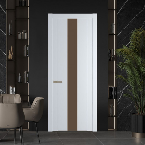 Межкомнатная дверь ProfilDoors 1.9P Вайт Монохром гляссе молдинг Никель матовый