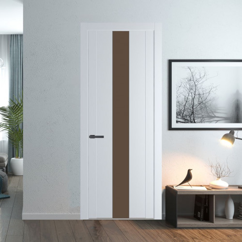Межкомнатная дверь ProfilDoors 1.9P Вайт Монохром гляссе молдинг Серая ночь