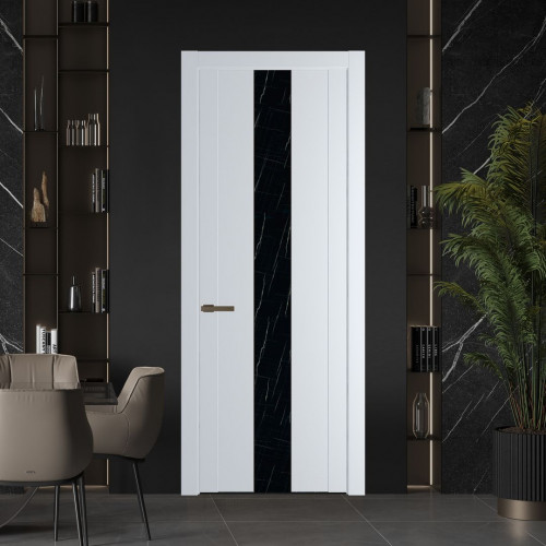 Межкомнатная дверь ProfilDoors 1.9P.O Вайт Неро мрамор молдинг Деорэ