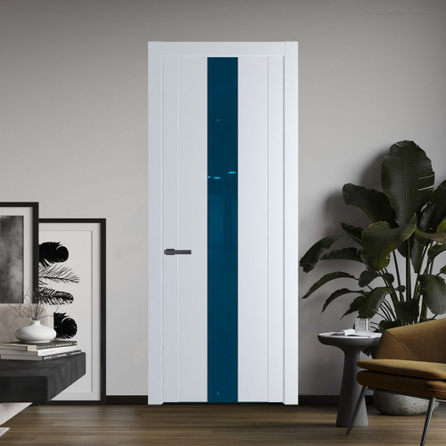 Межкомнатная дверь ProfilDoors 1.9P Вайт Зеркало Blue молдинг Серая ночь