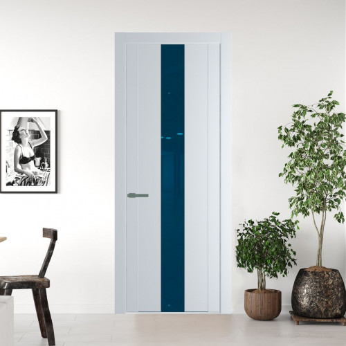 Межкомнатная дверь ProfilDoors 1.9P Вайт Зеркало Blue молдинг Зеленый воск