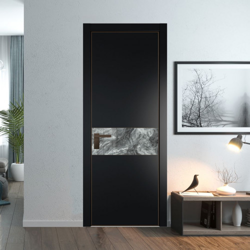 Межкомнатная дверь ProfilDoors 17 PA Блэк с профилем Деорэ с стеклом  атриум серебро
